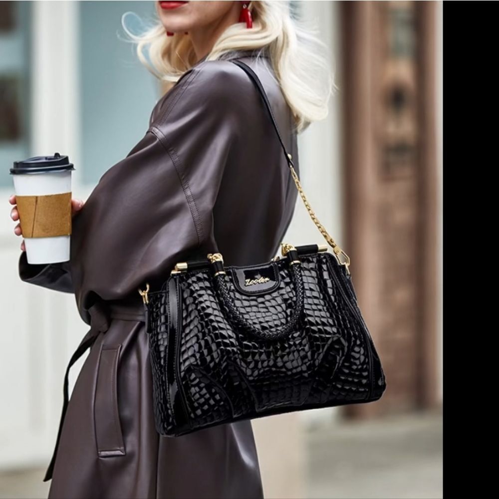 BEBE NATALIE MICRO CROCO  SHOPPER CROSSBODY BAG